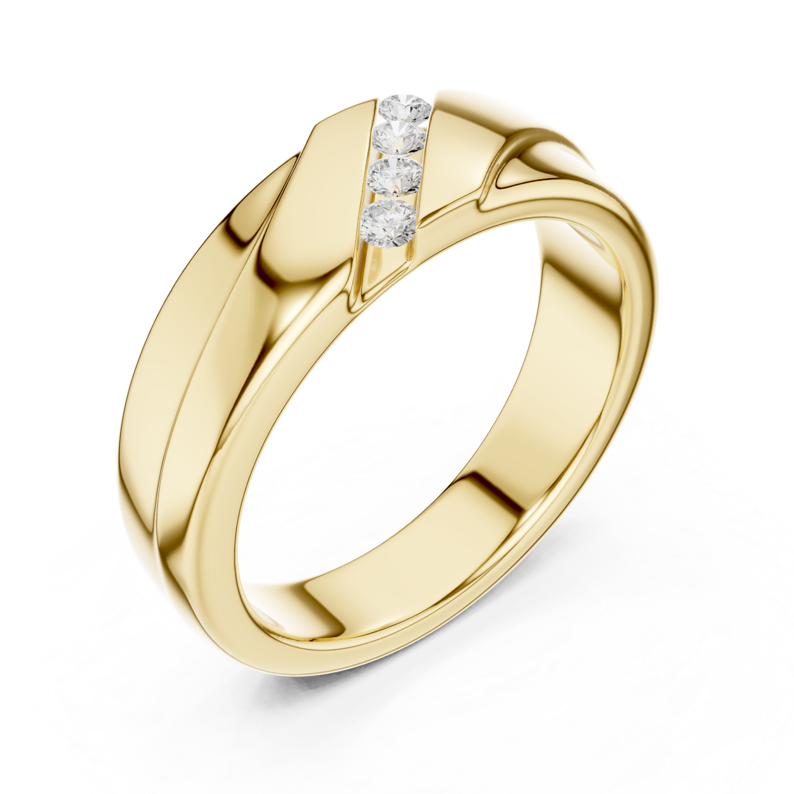 Gold Sculpted Modernist Accent Band Ring Right View