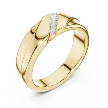 Gold Sculpted Modernist Accent Band Ring Right View