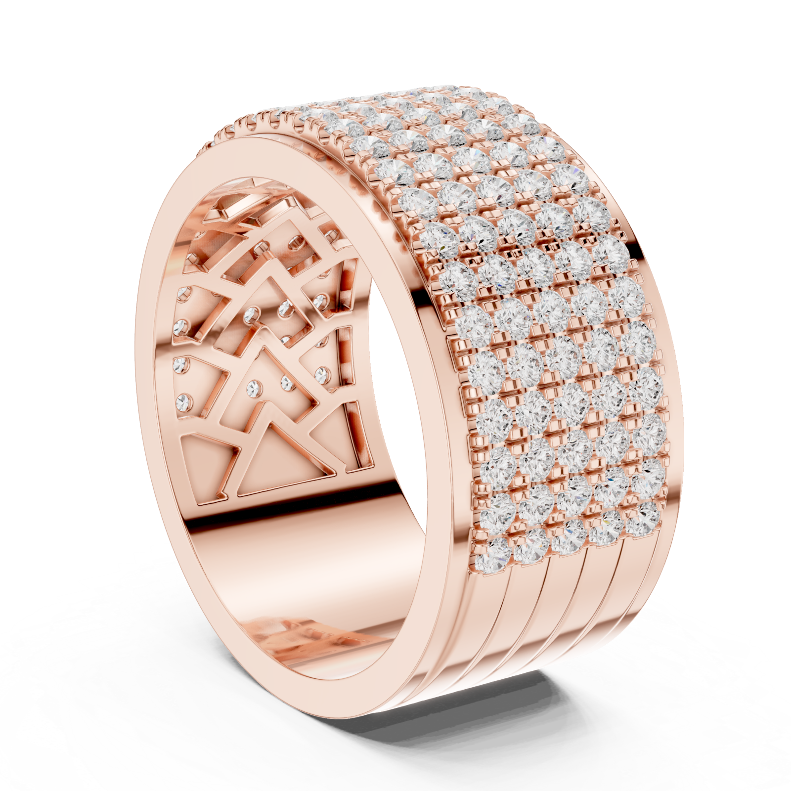  Rose Gold Radiant Cascade Band Ring Left View