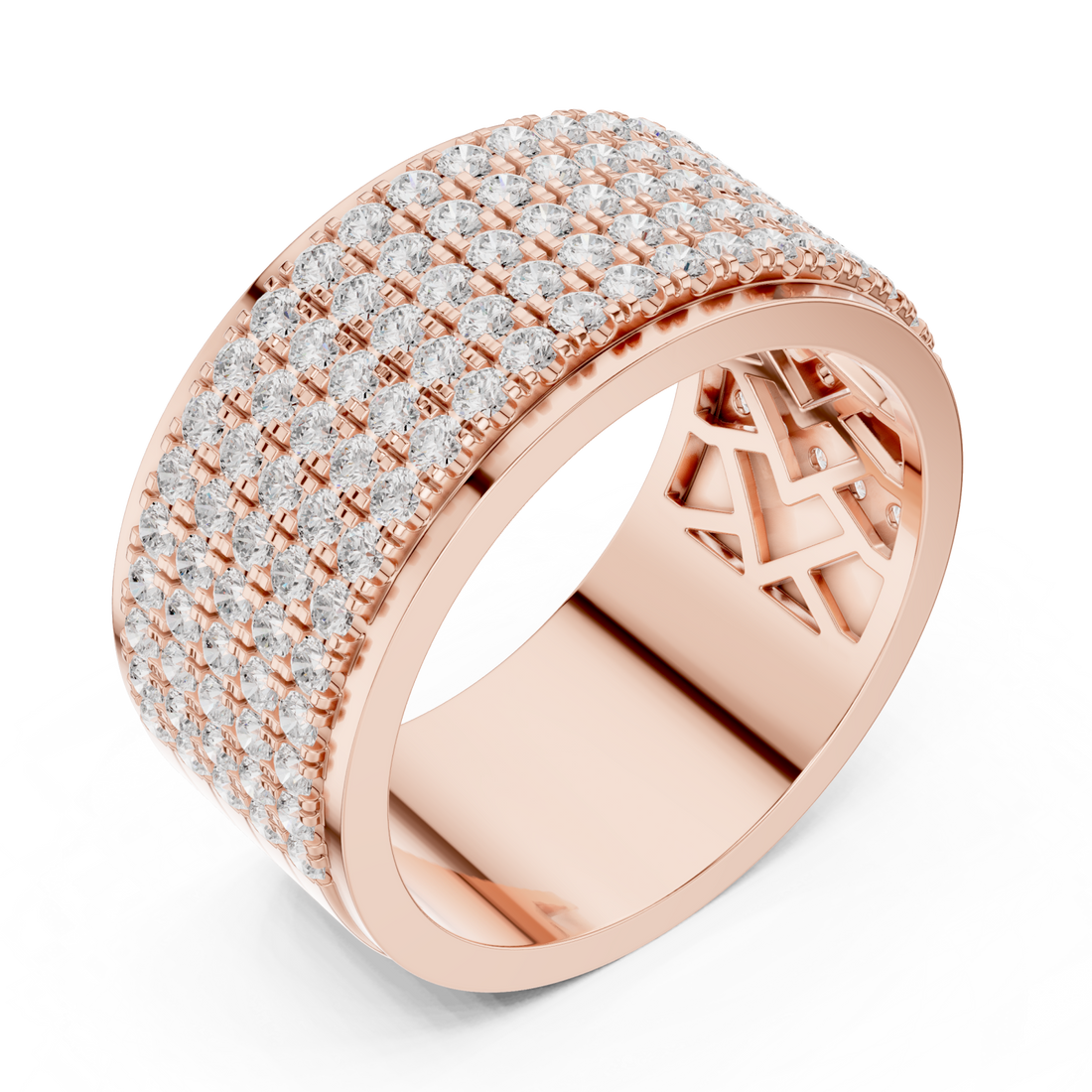  Rose Gold Radiant Cascade Band Ring Right View