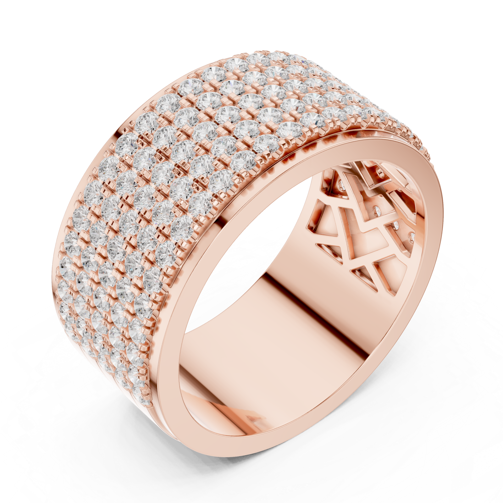  Rose Gold Radiant Cascade Band Ring Right View
