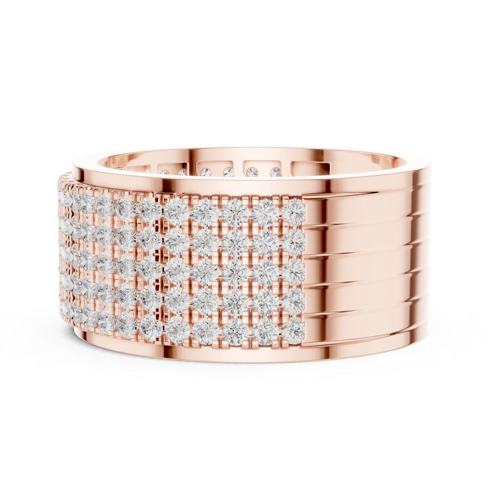 Rose Gold Radiant Cascade Band Ring Side View