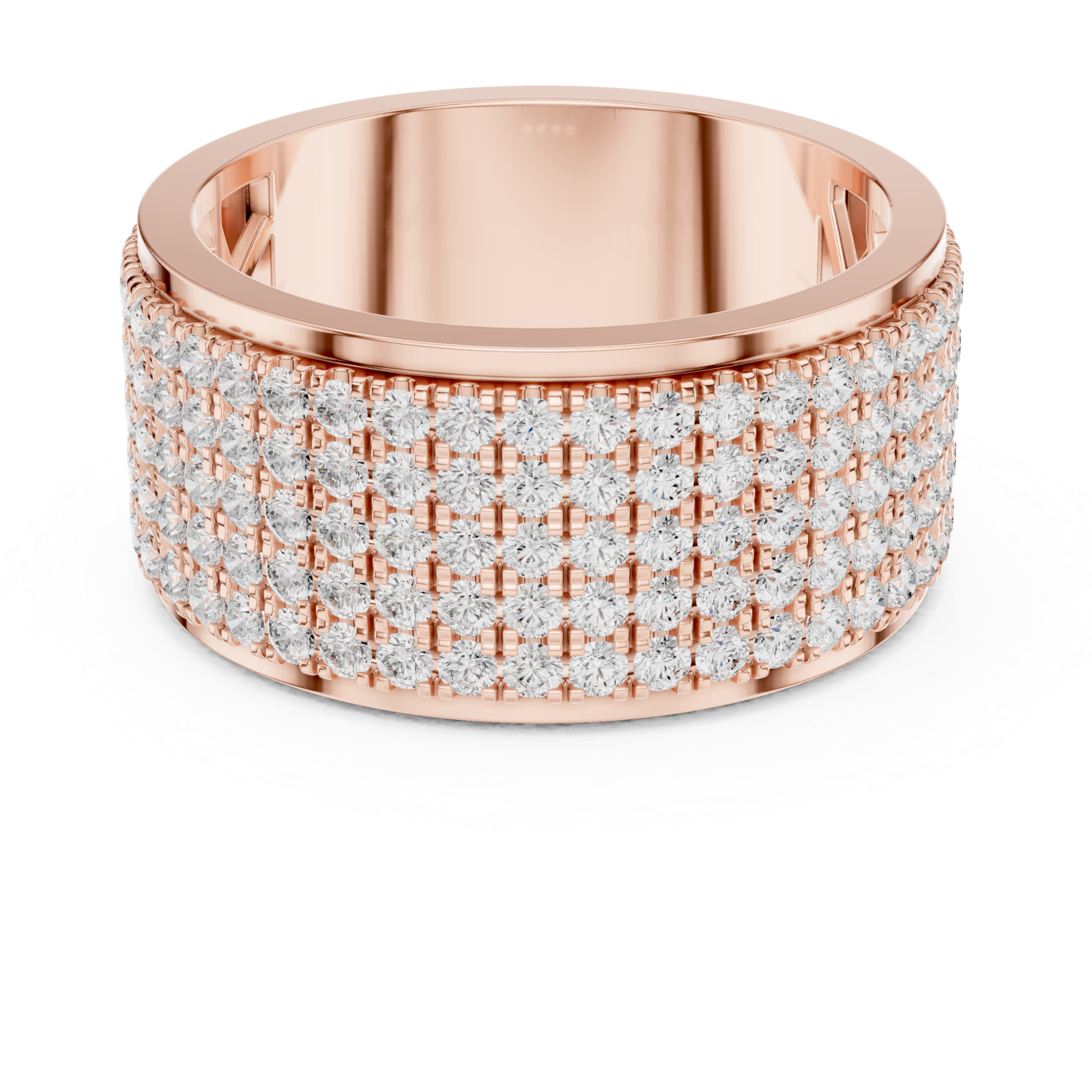  Rose Gold Radiant Cascade Band Ring Front View