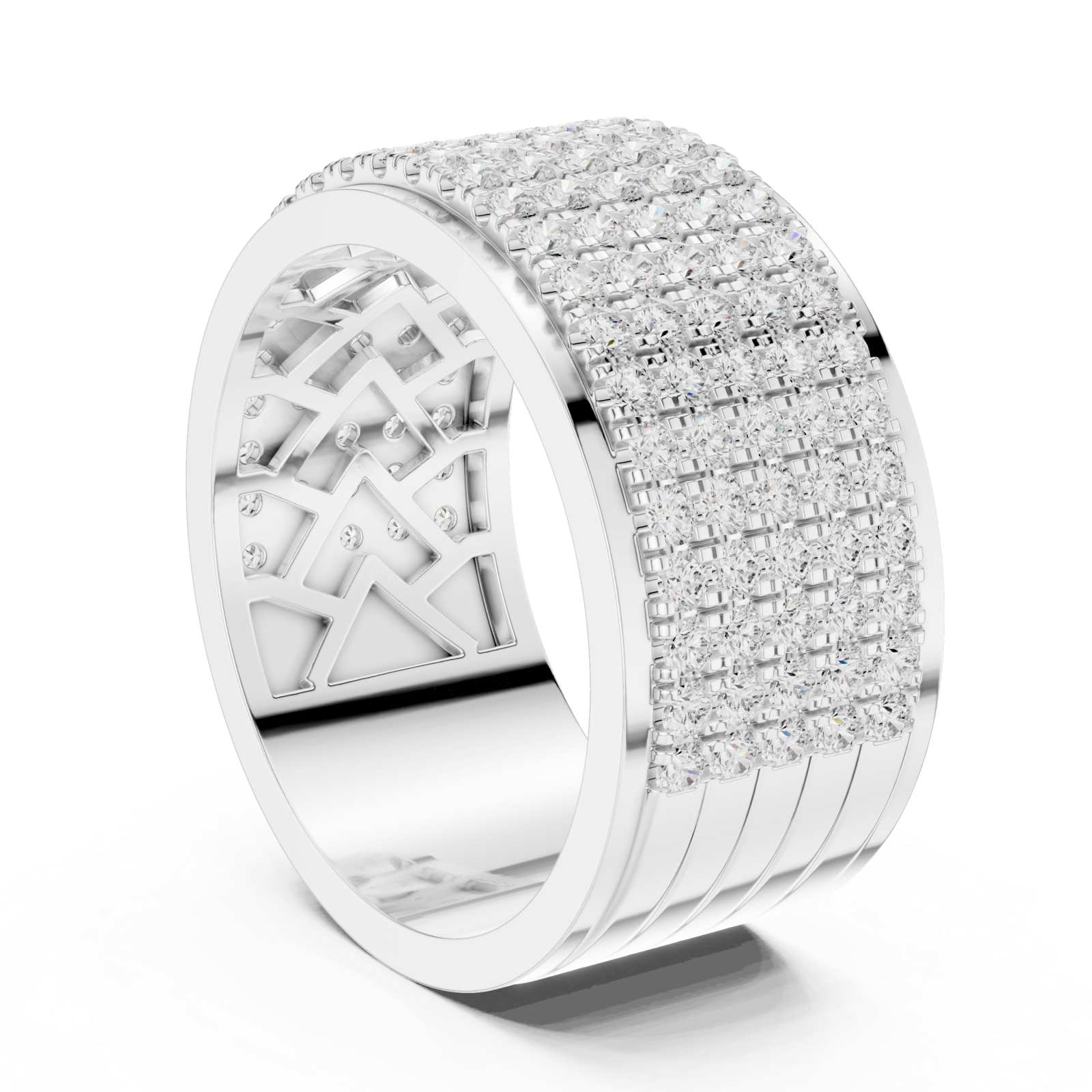  White Gold Radiant Cascade Band Ring Left View