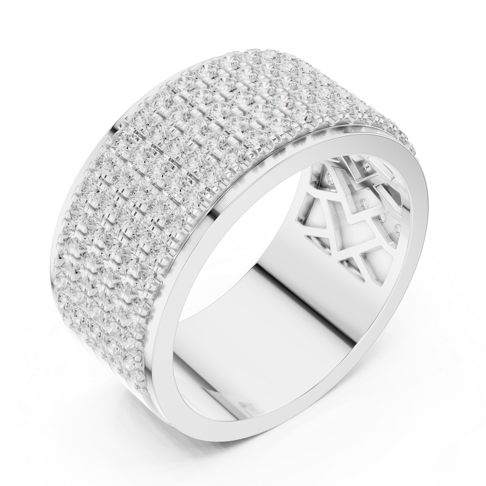  White Gold Radiant Cascade Band Ring Right View