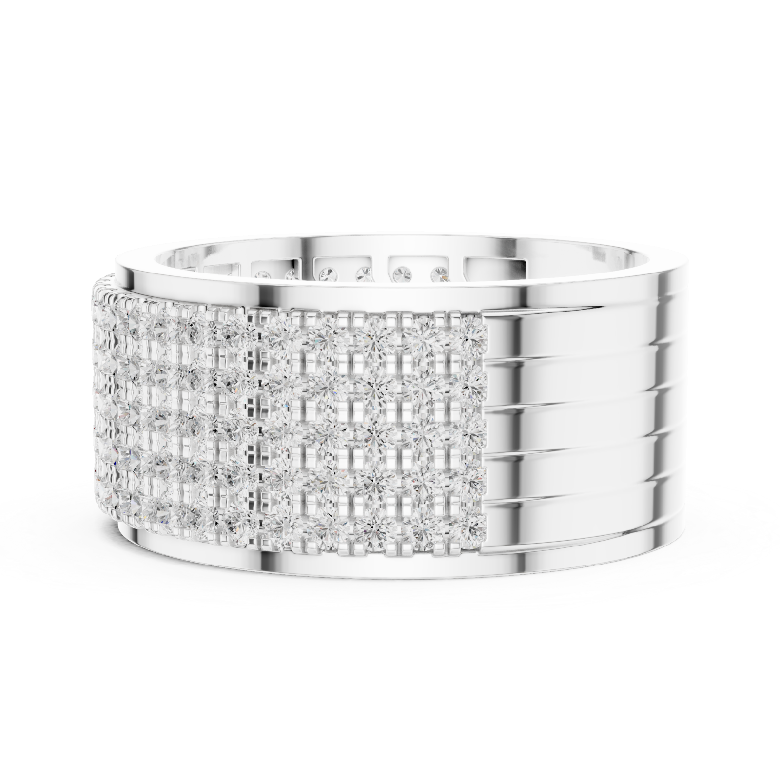  White Gold Radiant Cascade Band Ring Side View