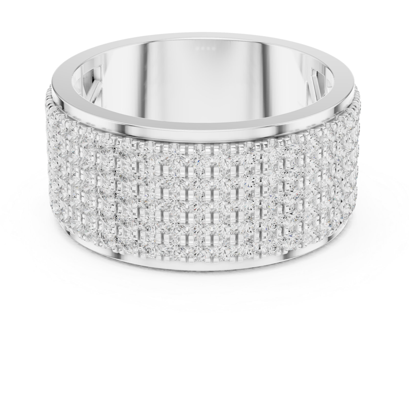  White Gold Radiant Cascade Band Ring Front View