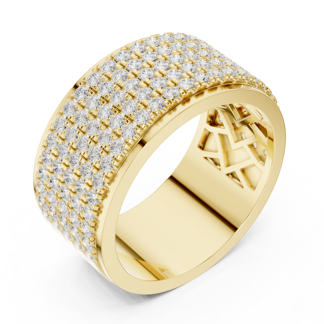 Gold Radiant Cascade Band Ring Right View