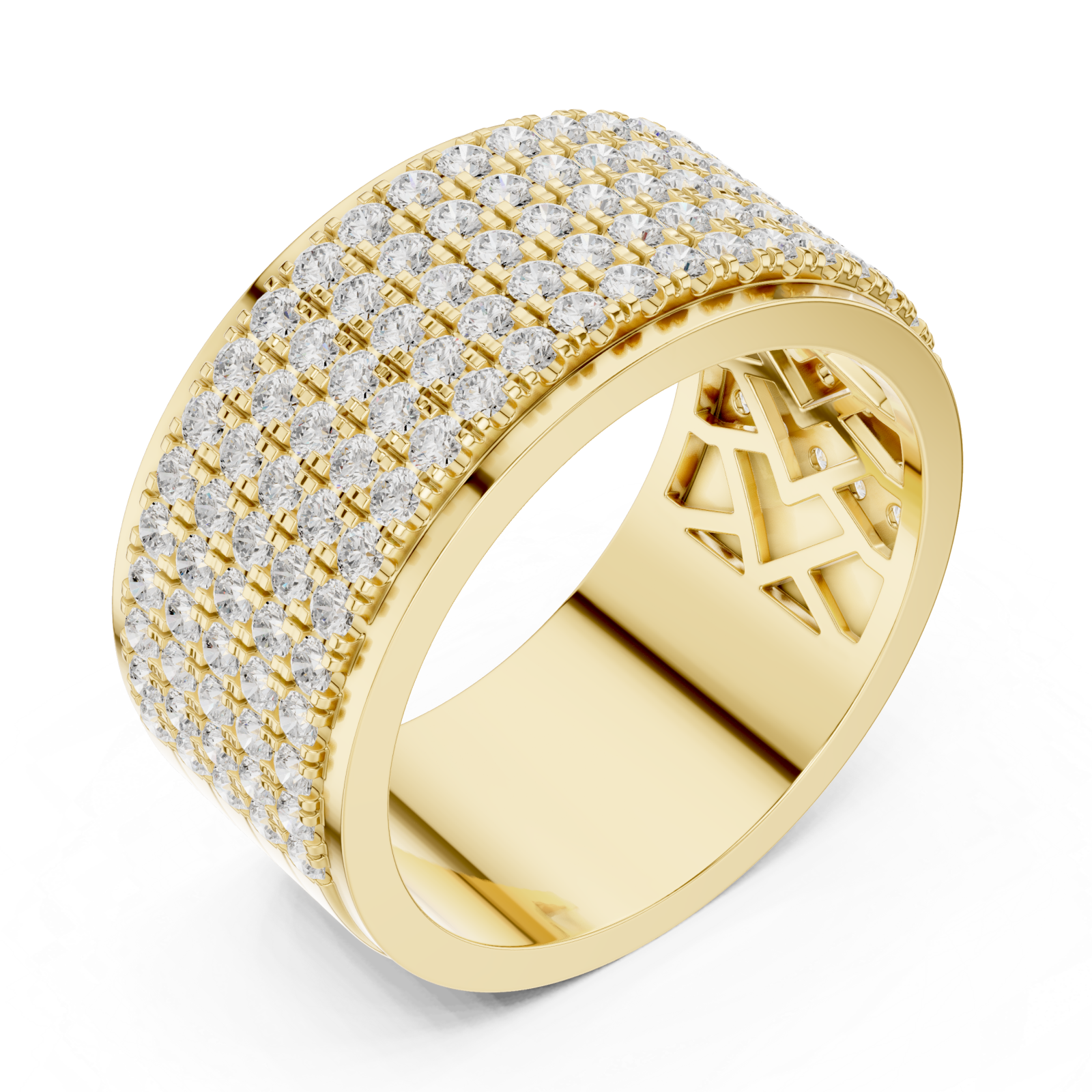 Gold Radiant Cascade Band Ring Right View
