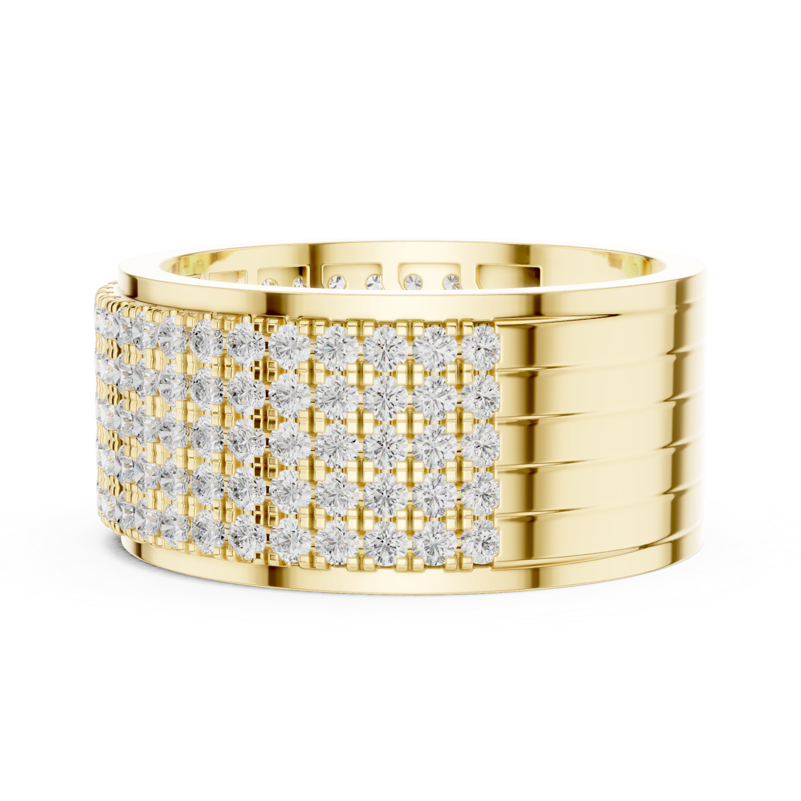  Gold Radiant Cascade Band Ring Side View