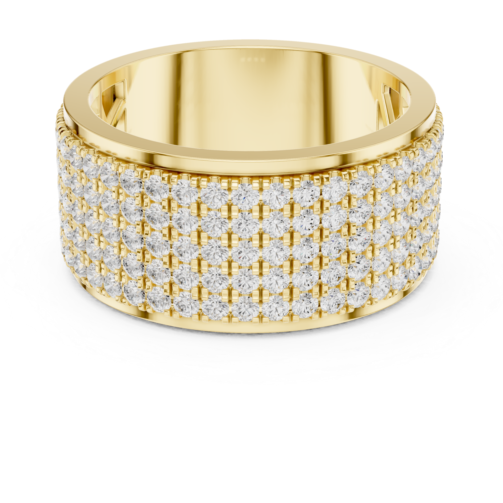  Gold Radiant Cascade Band Ring Front View