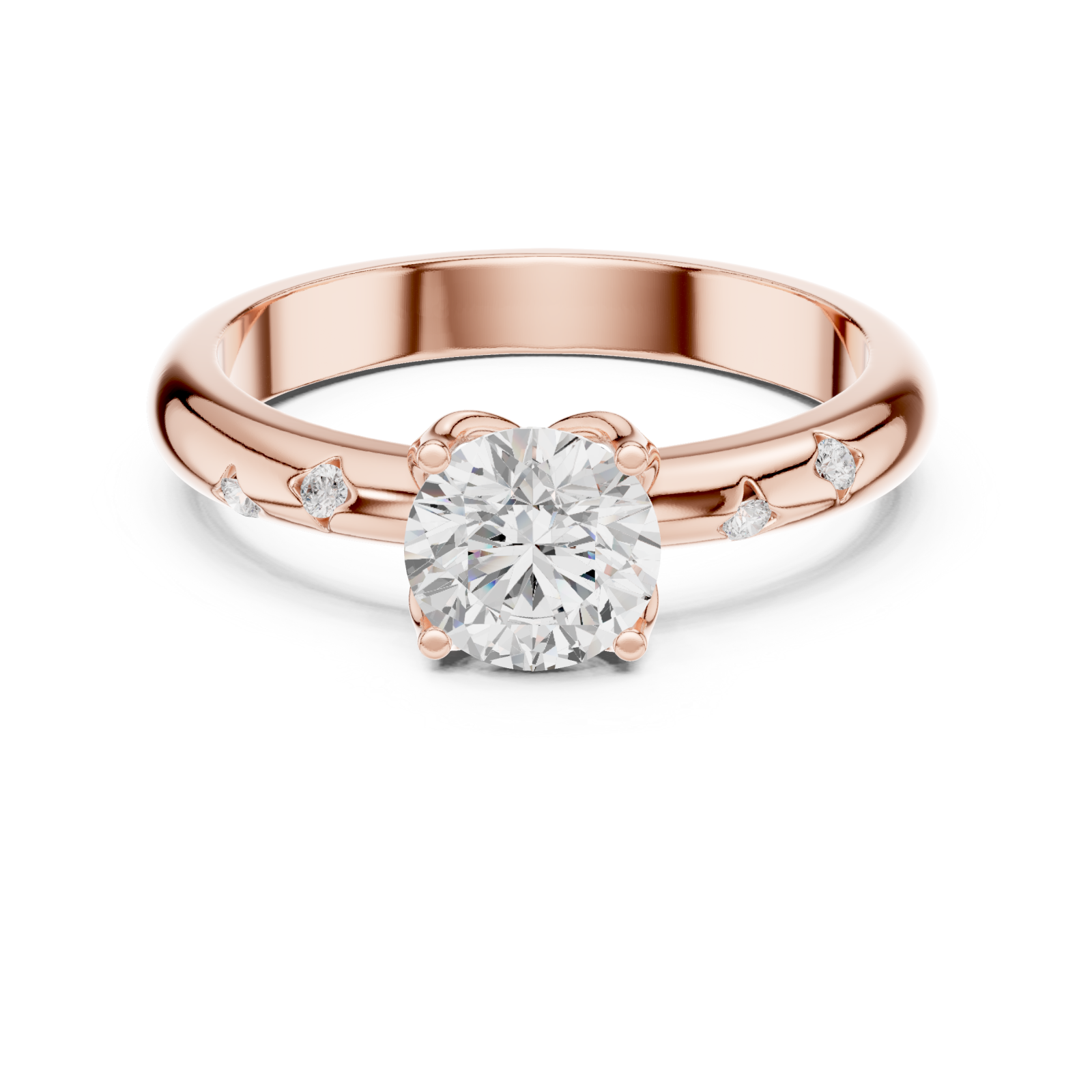  Rose Gold Whisper Grace Solitaire Ring Front View