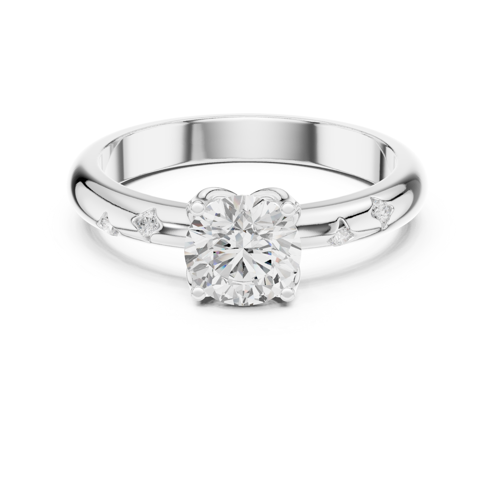  White Gold Whisper Grace Solitaire Ring Front View