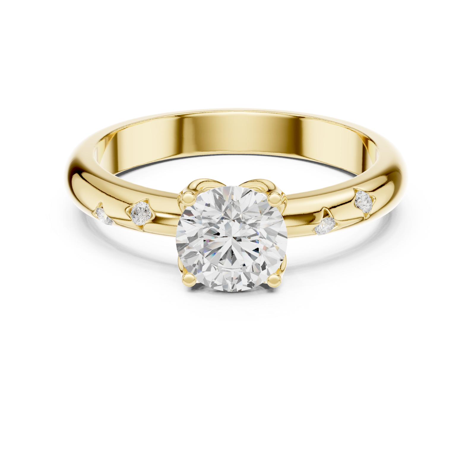  Gold Whisper Grace Solitaire Ring Front View