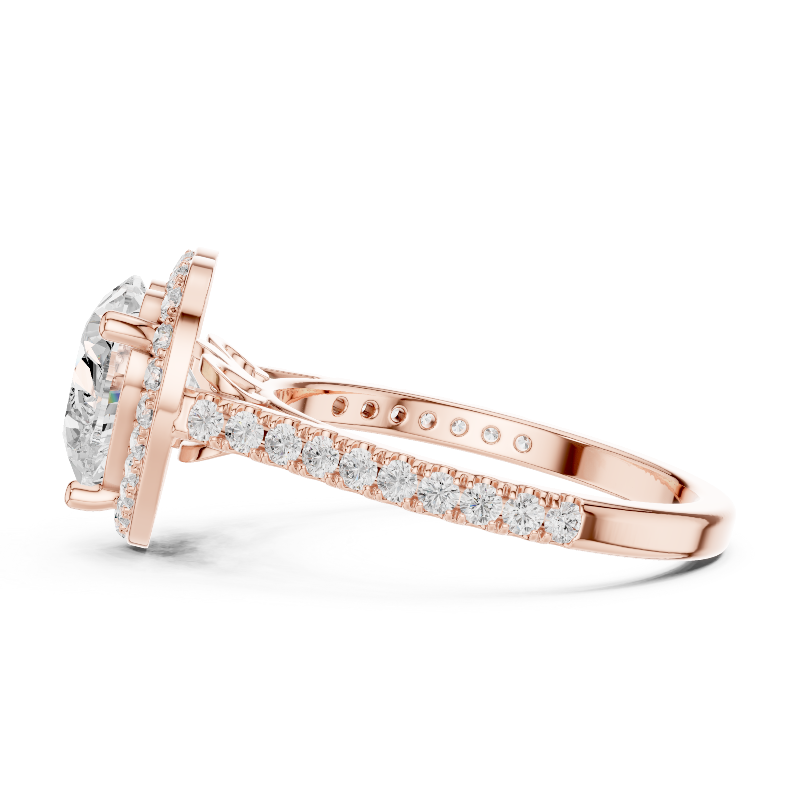  Rose Gold Cherished Promise Heart Ring Side View
