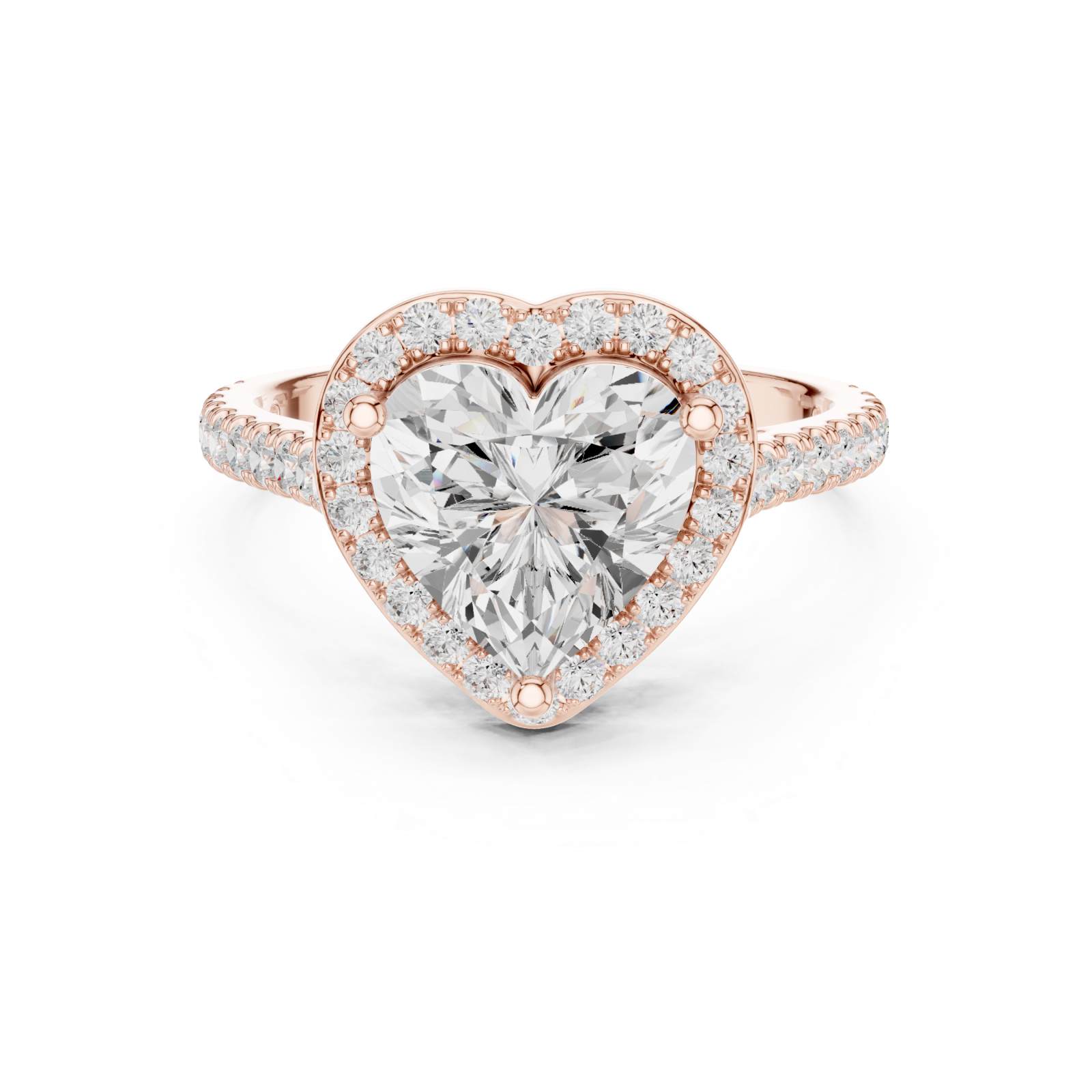  Rose Gold Cherished Promise Heart Ring Front View
