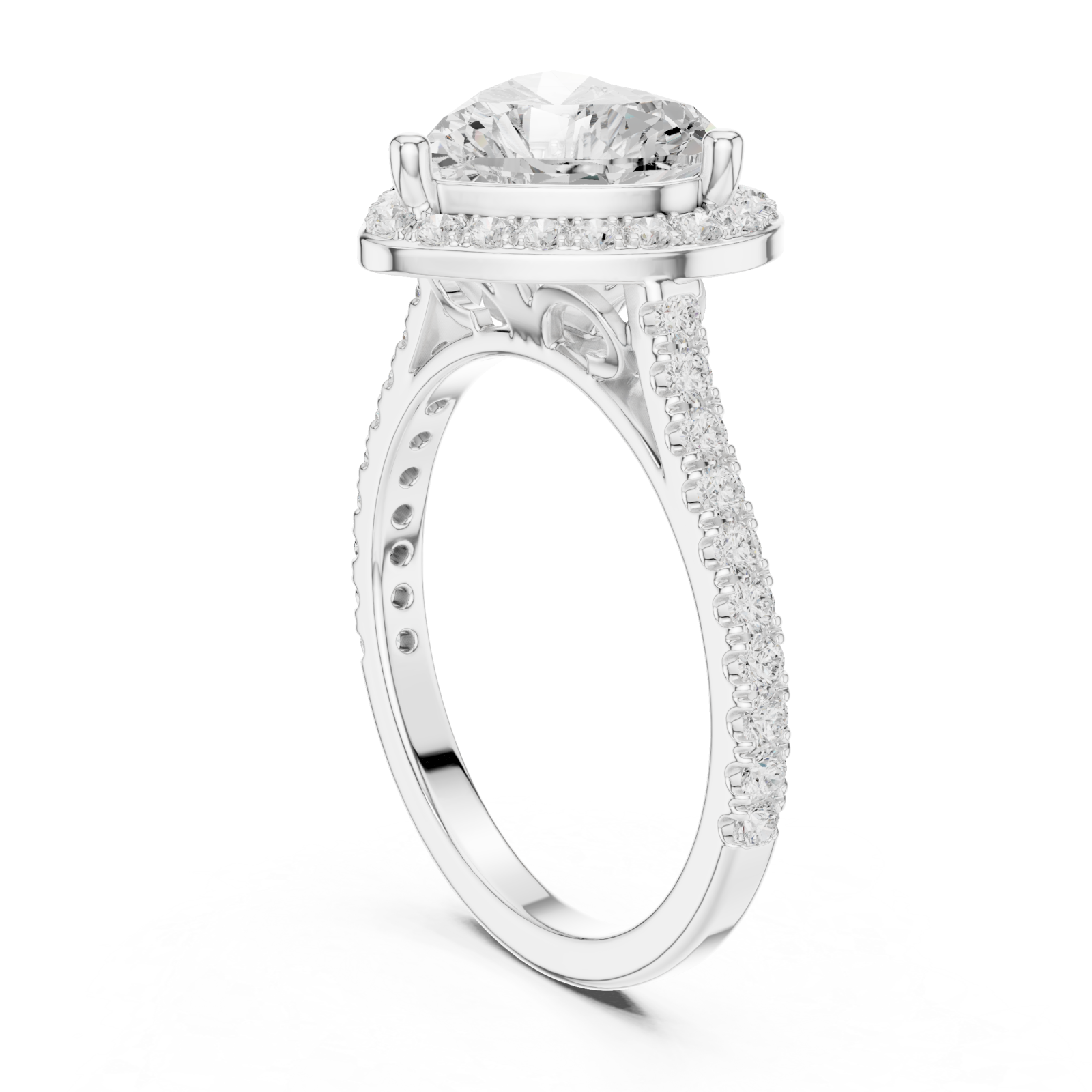  White Gold Cherished Promise Heart Ring Left View