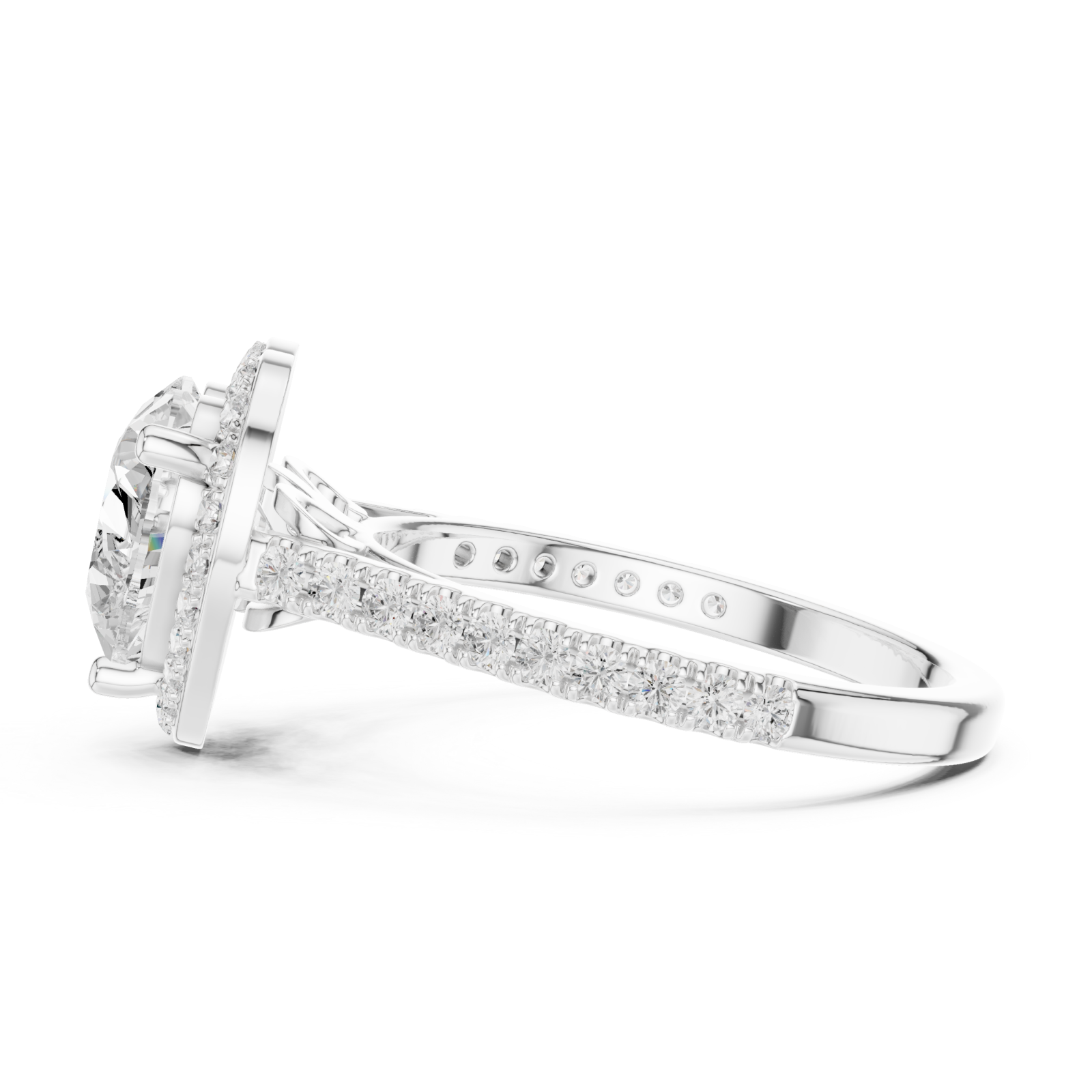  White Gold Cherished Promise Heart Ring Side View