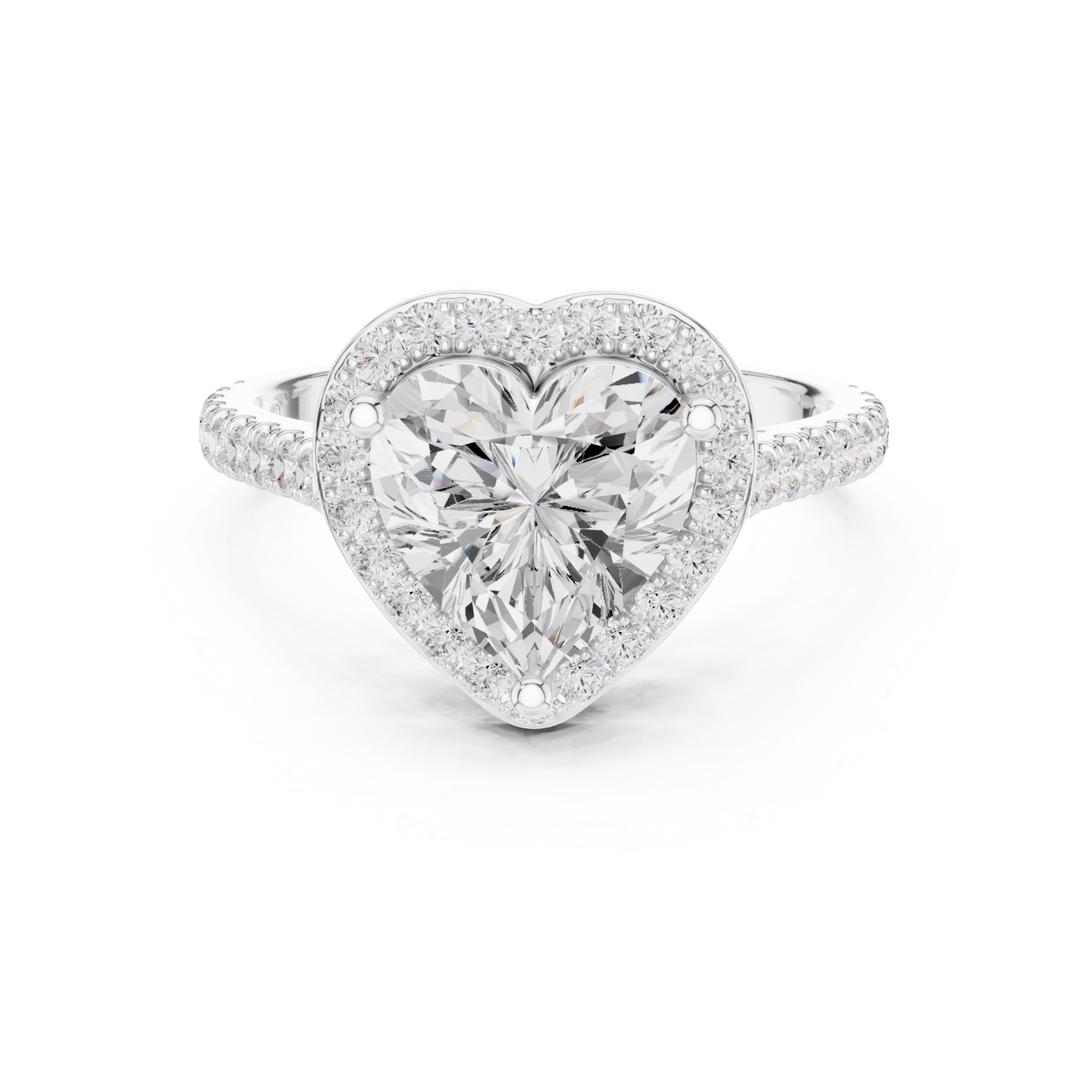 White Gold Cherished Promise Heart Ring Front View