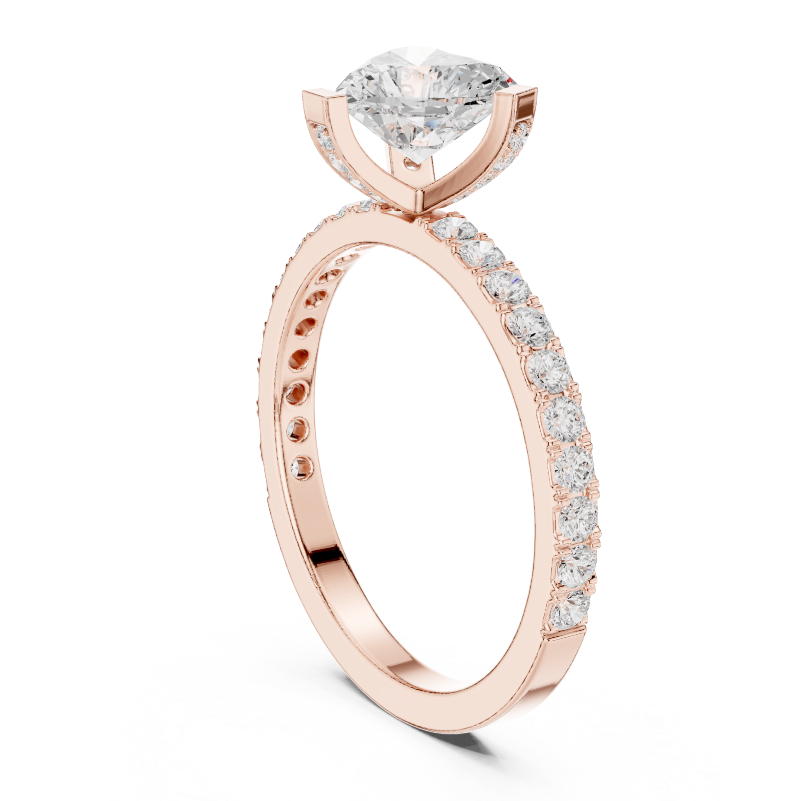 Rose Gold Timeless Embrace Heart Accent Engagement Ring Left View