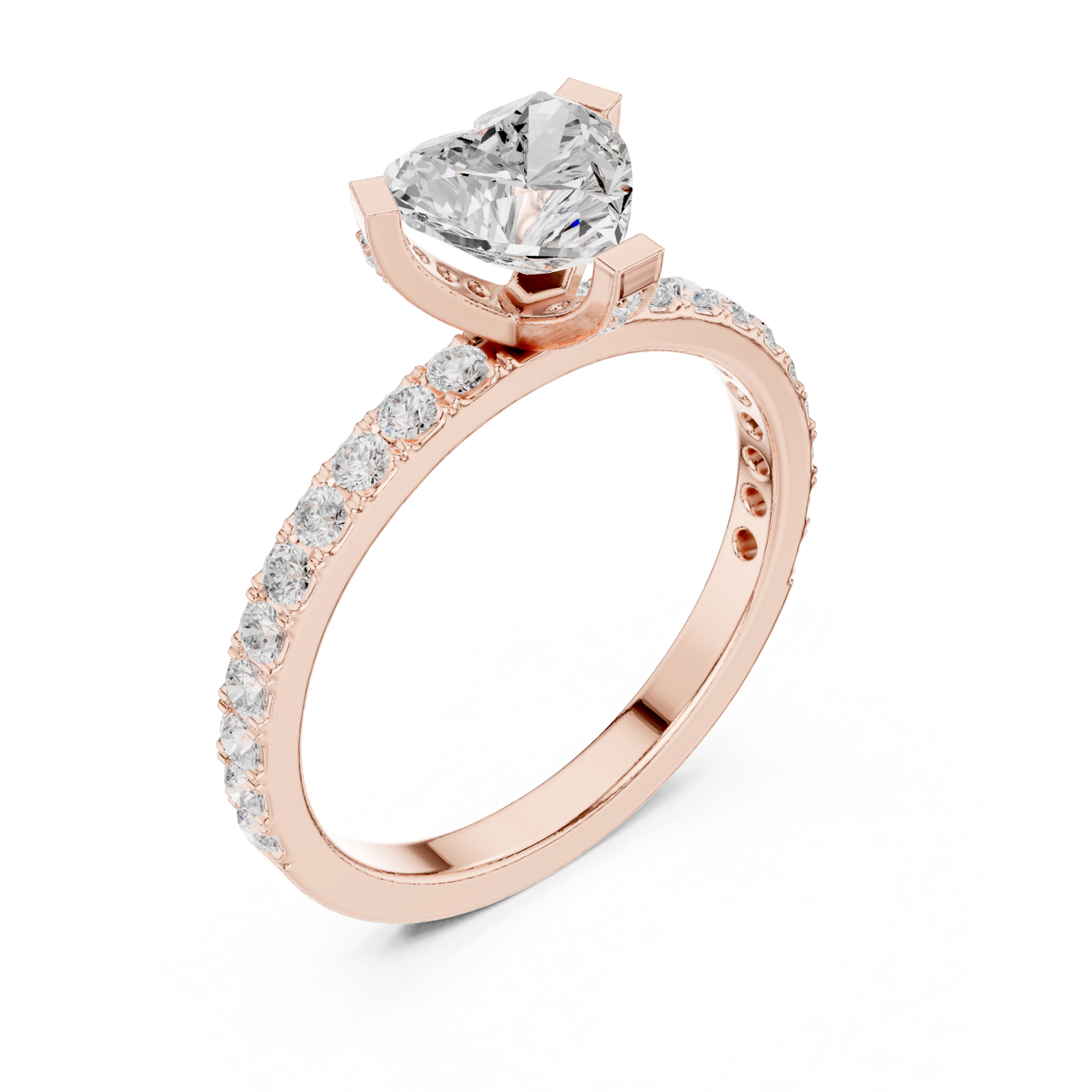  Rose Gold Timeless Embrace Heart Accent Engagement Ring Right View