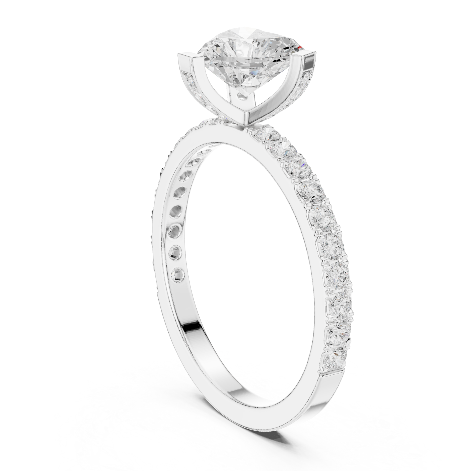 White Gold Timeless Embrace Heart Accent Engagement Ring Left View