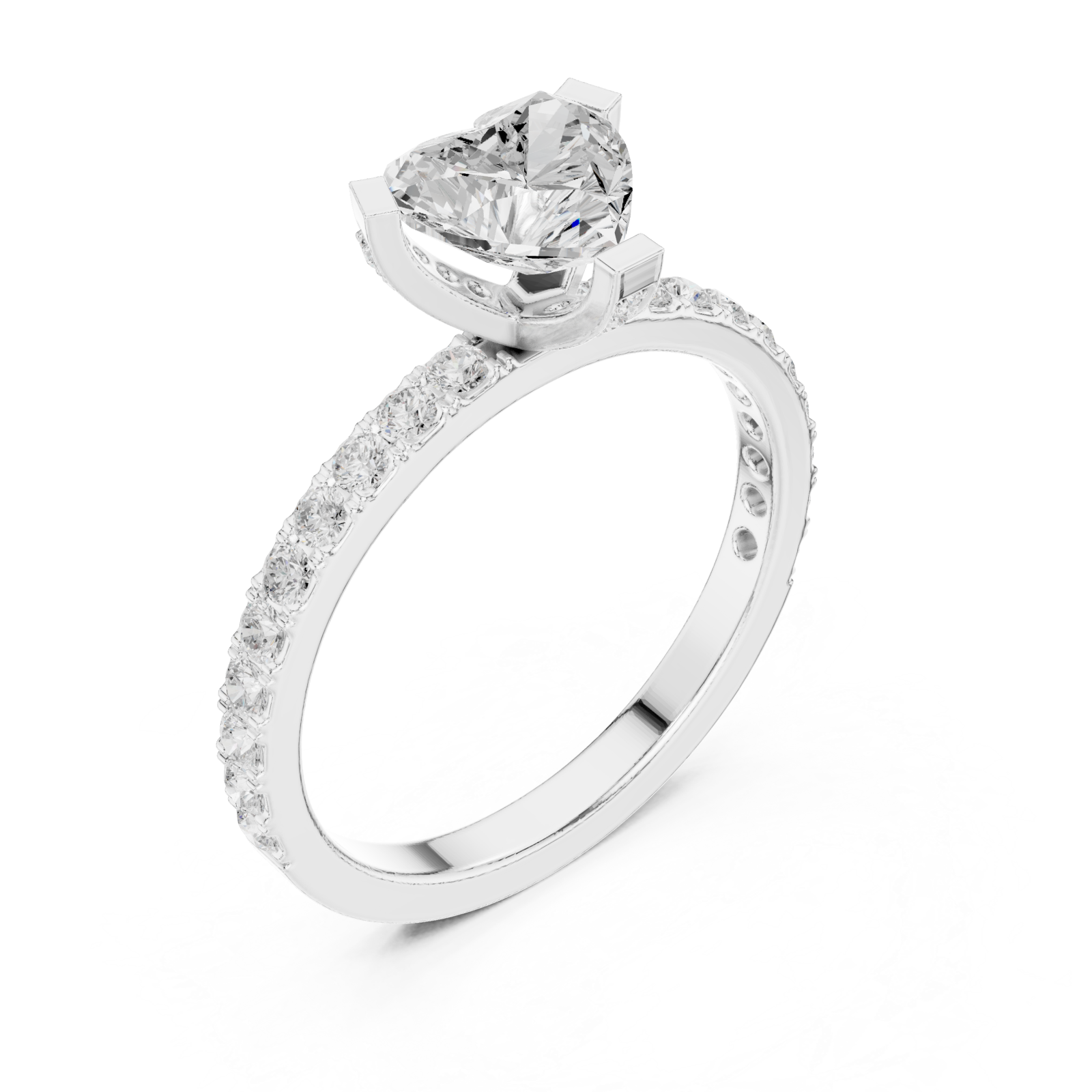  White Gold Timeless Embrace Heart Accent Engagement Ring Right View