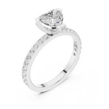  White Gold Timeless Embrace Heart Accent Engagement Ring Right View