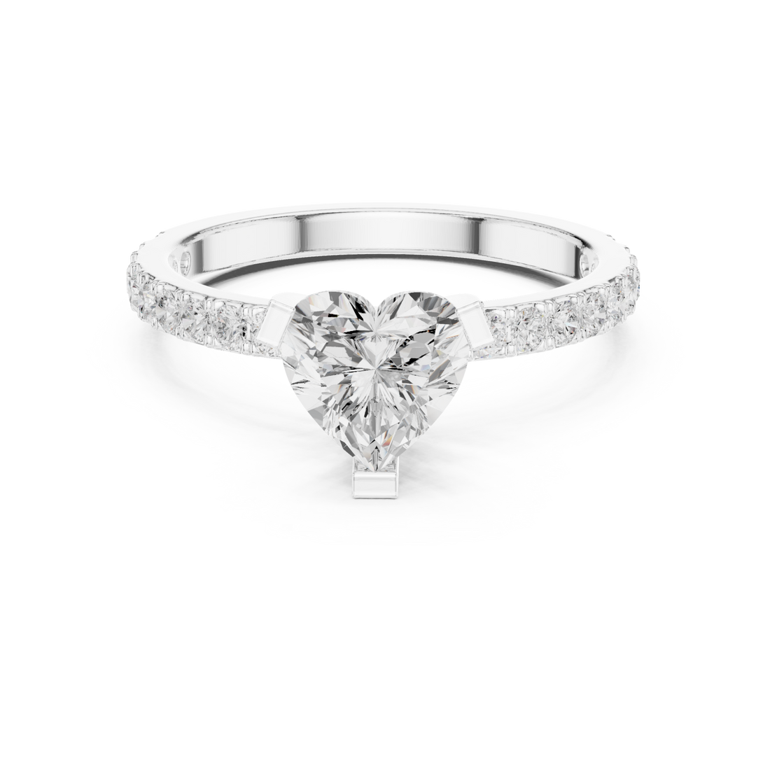  White Gold Timeless Embrace Heart Accent Engagement Ring Right View