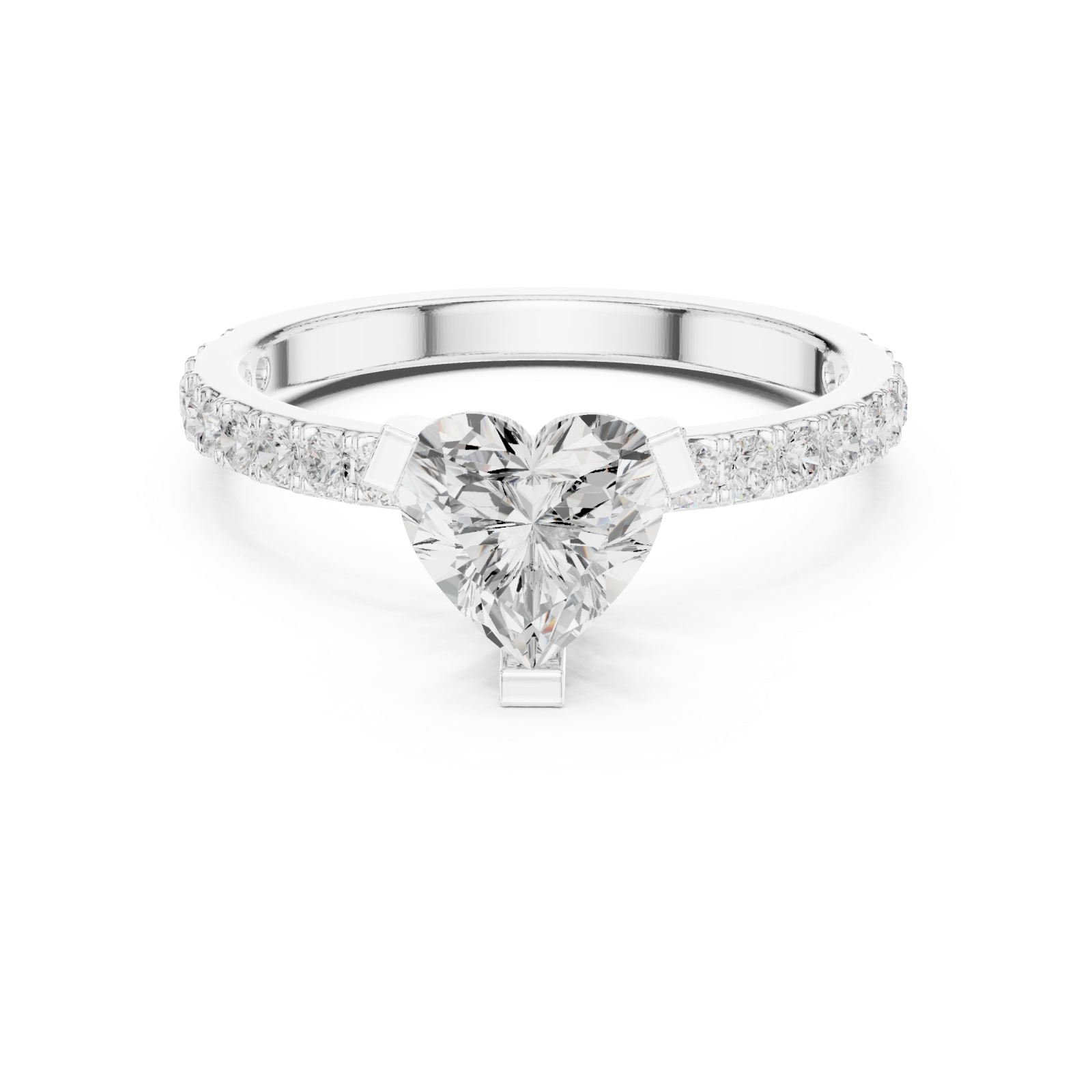  White Gold Timeless Embrace Heart Accent Engagement Ring Front View