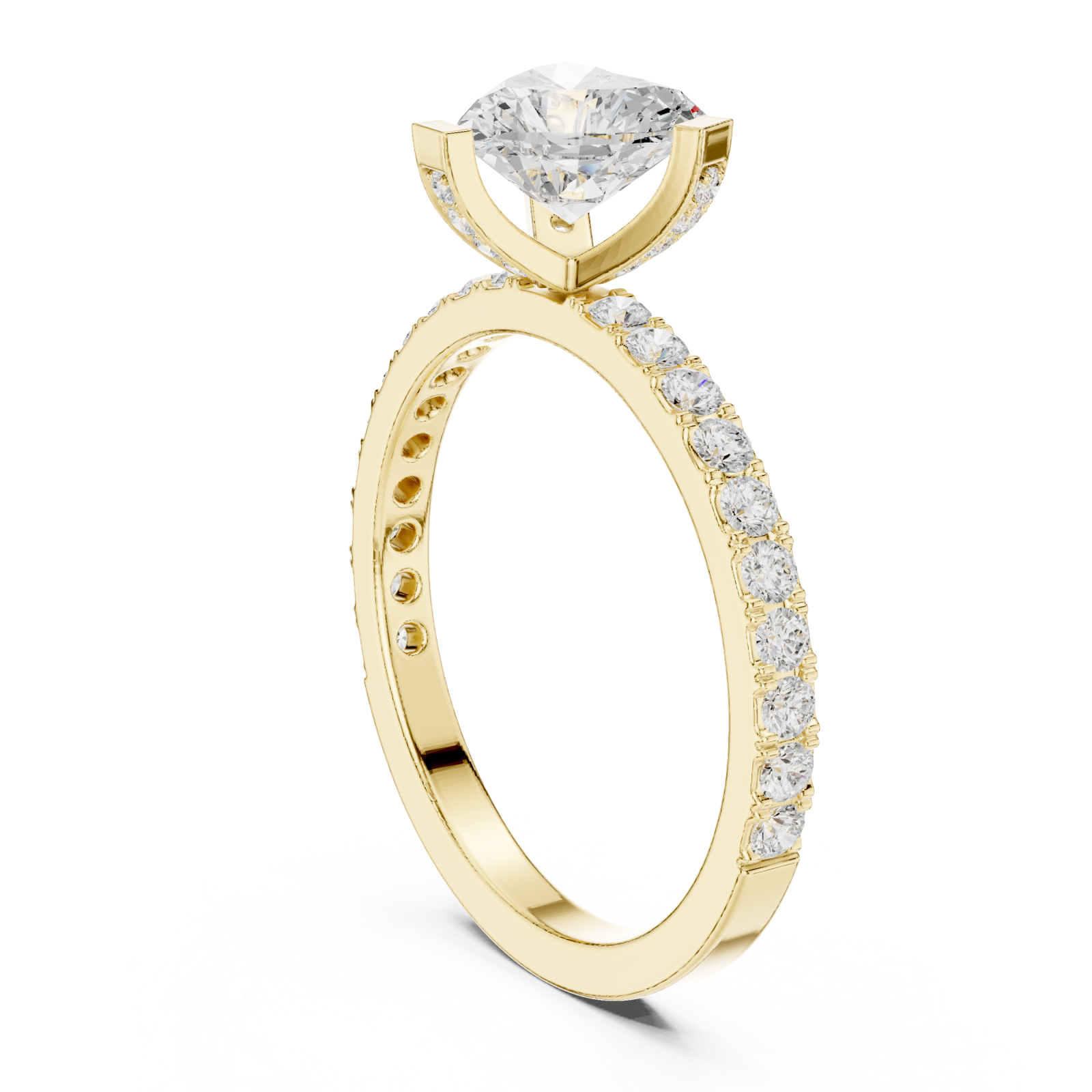  Gold Timeless Embrace Heart Accent Engagement Ring Left View