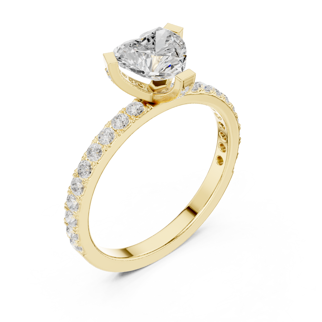 Gold Timeless Embrace Heart Accent Engagement Ring Right View