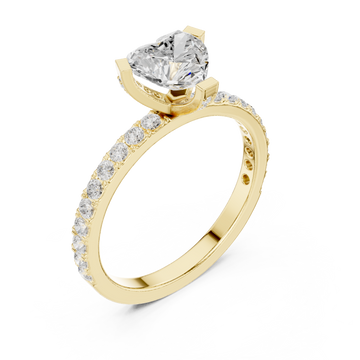 Gold Timeless Embrace Heart Accent Engagement Ring Right View
