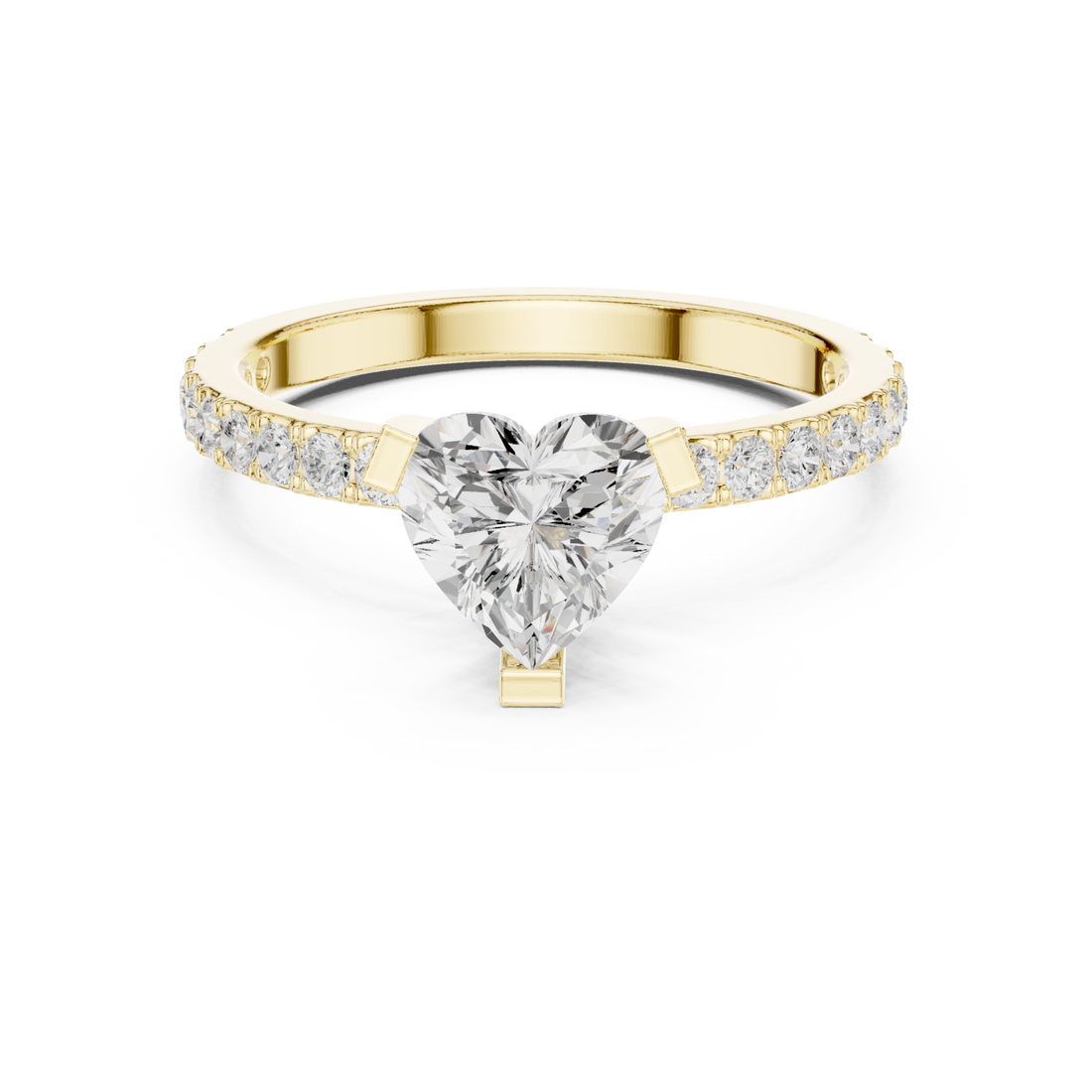 Gold Timeless Embrace Heart Accent Engagement Ring Right View