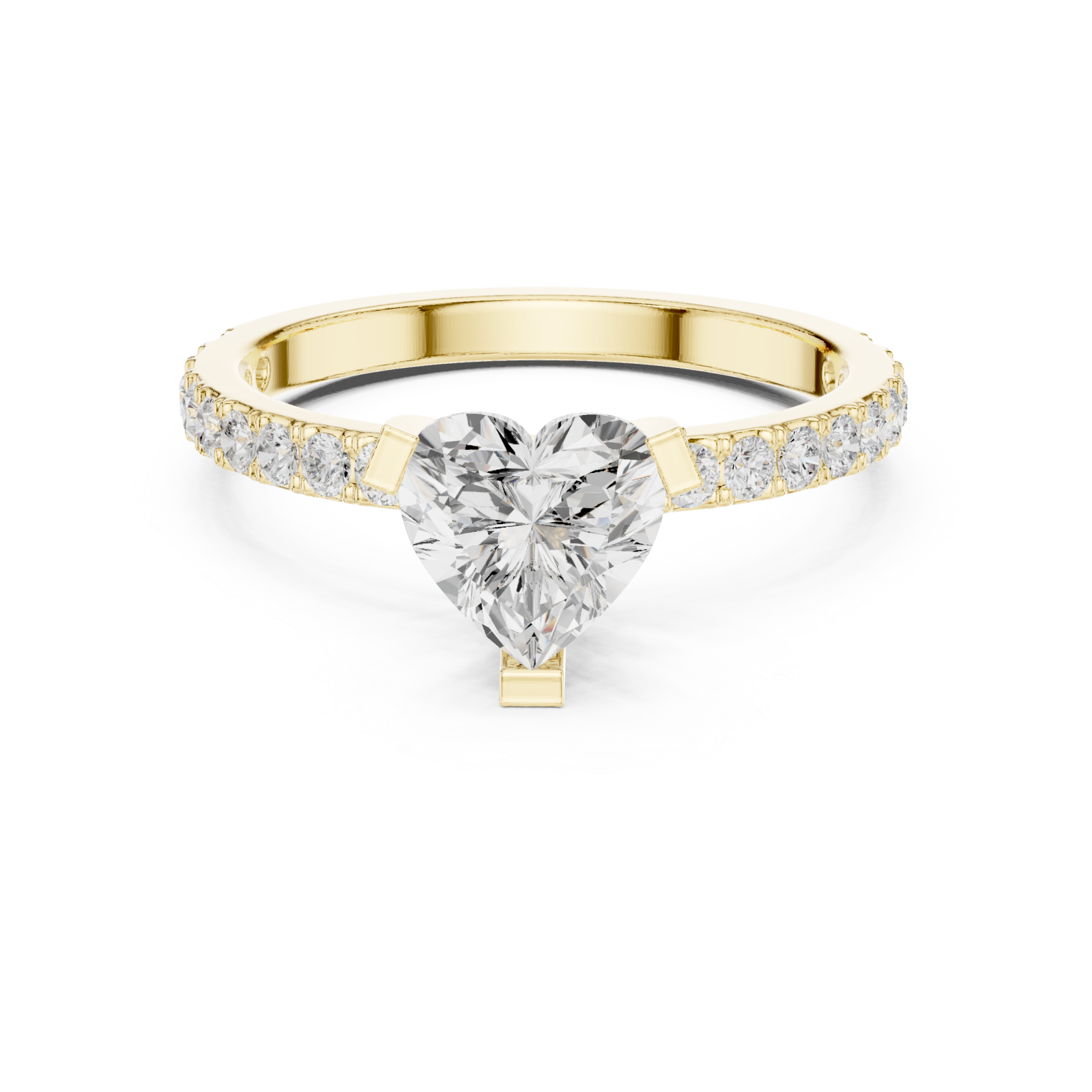  Gold Timeless Embrace Heart Accent Engagement Ring Front View