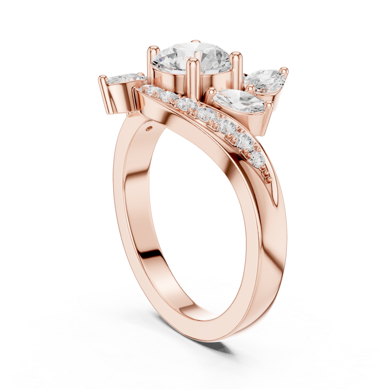  Rose Gold Celestial Whisper Shimmer Embrace Ring Left View