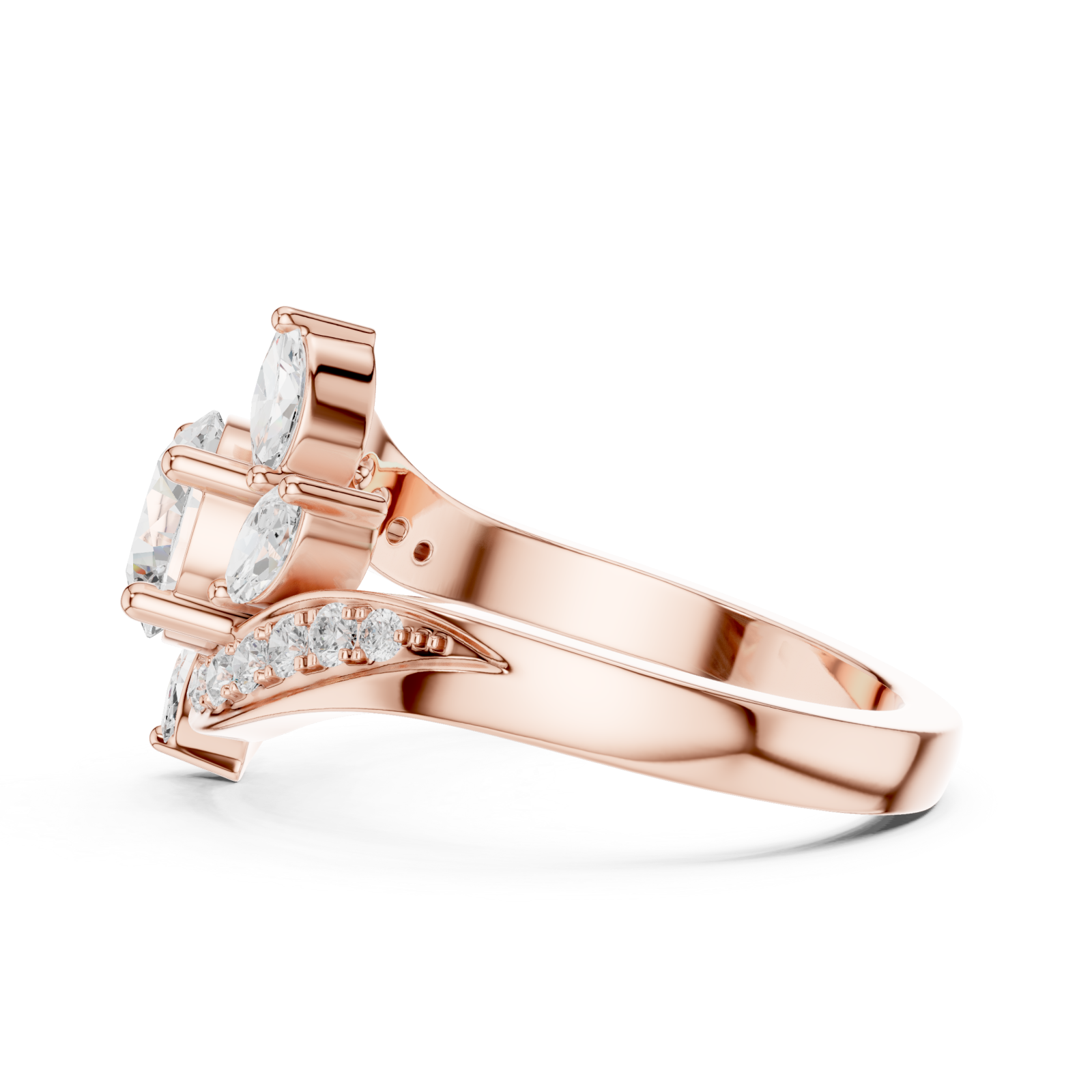  Rose Gold Celestial Whisper Shimmer Embrace Ring Side View