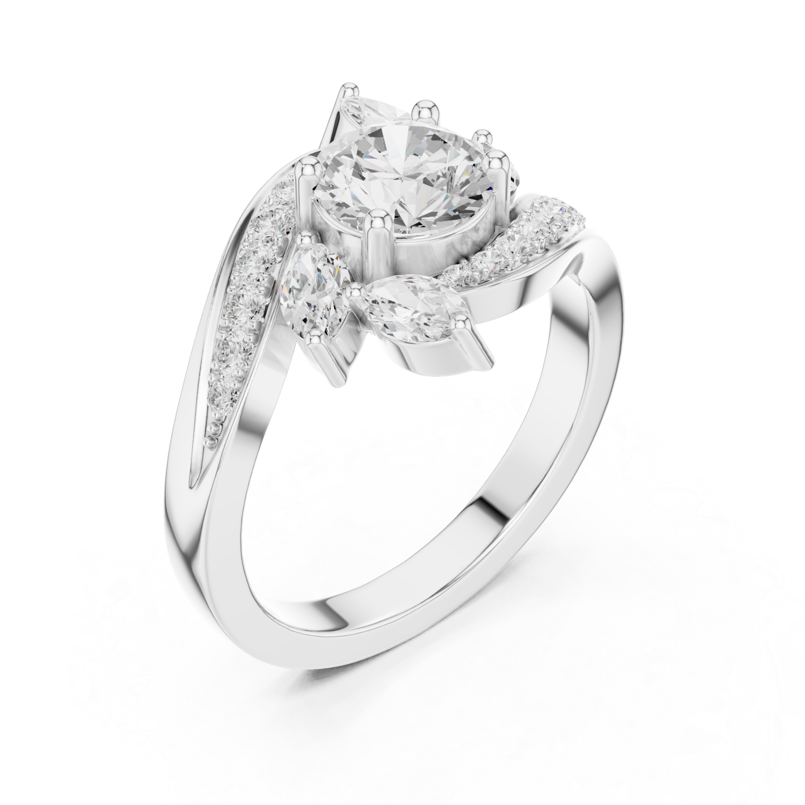  White Gold Celestial Whisper Shimmer Embrace Ring Right View
