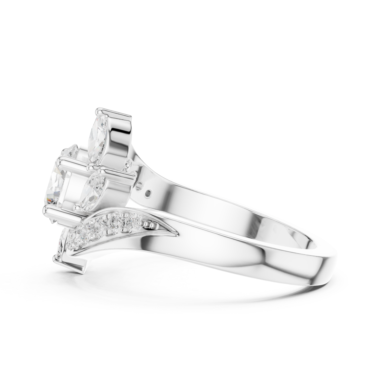  White Gold Celestial Whisper Shimmer Embrace Ring Side View