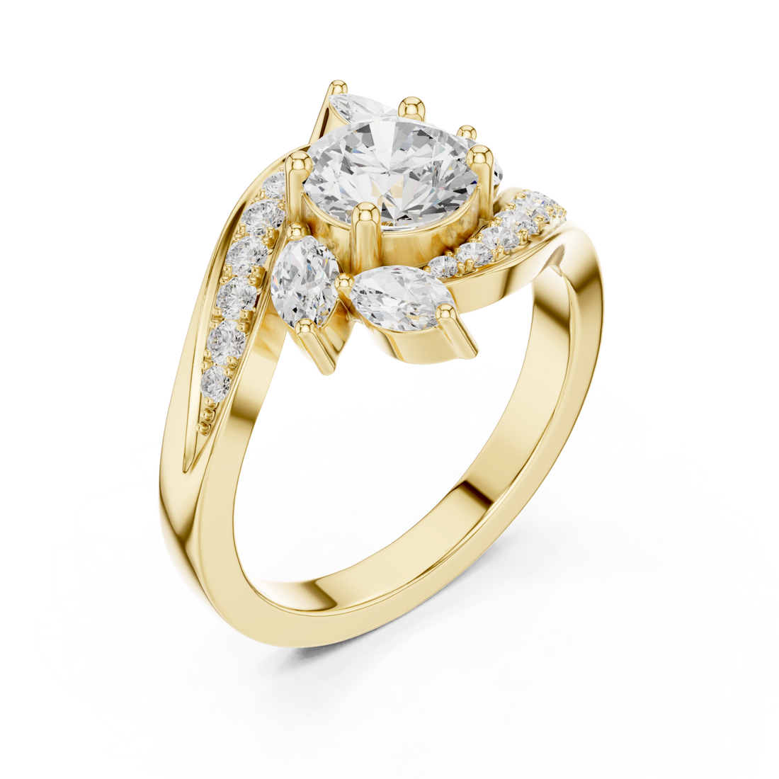 Gold Celestial Whisper Shimmer Embrace Ring Right View