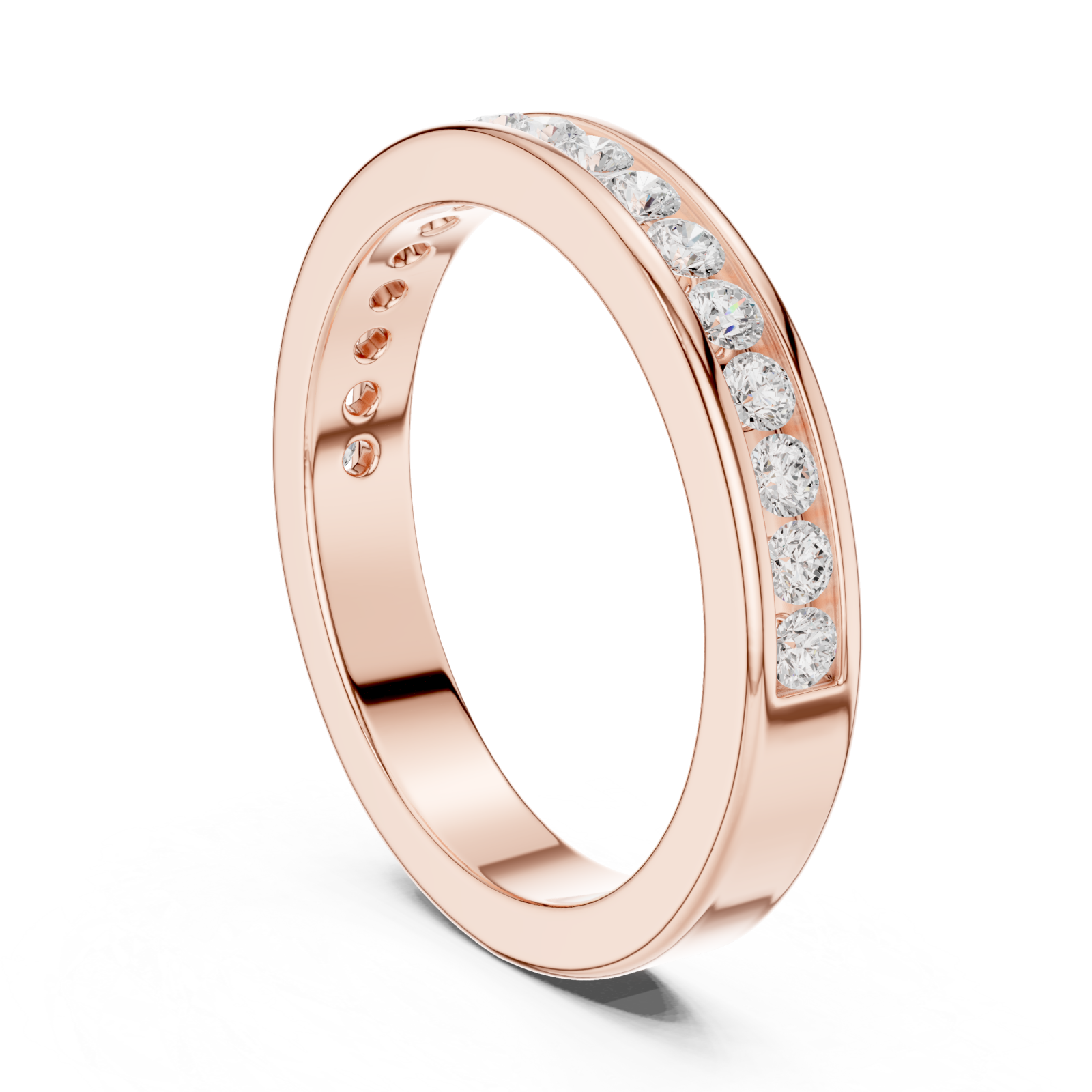  Rose Gold Celestial Graceful Channel Set Band Left View