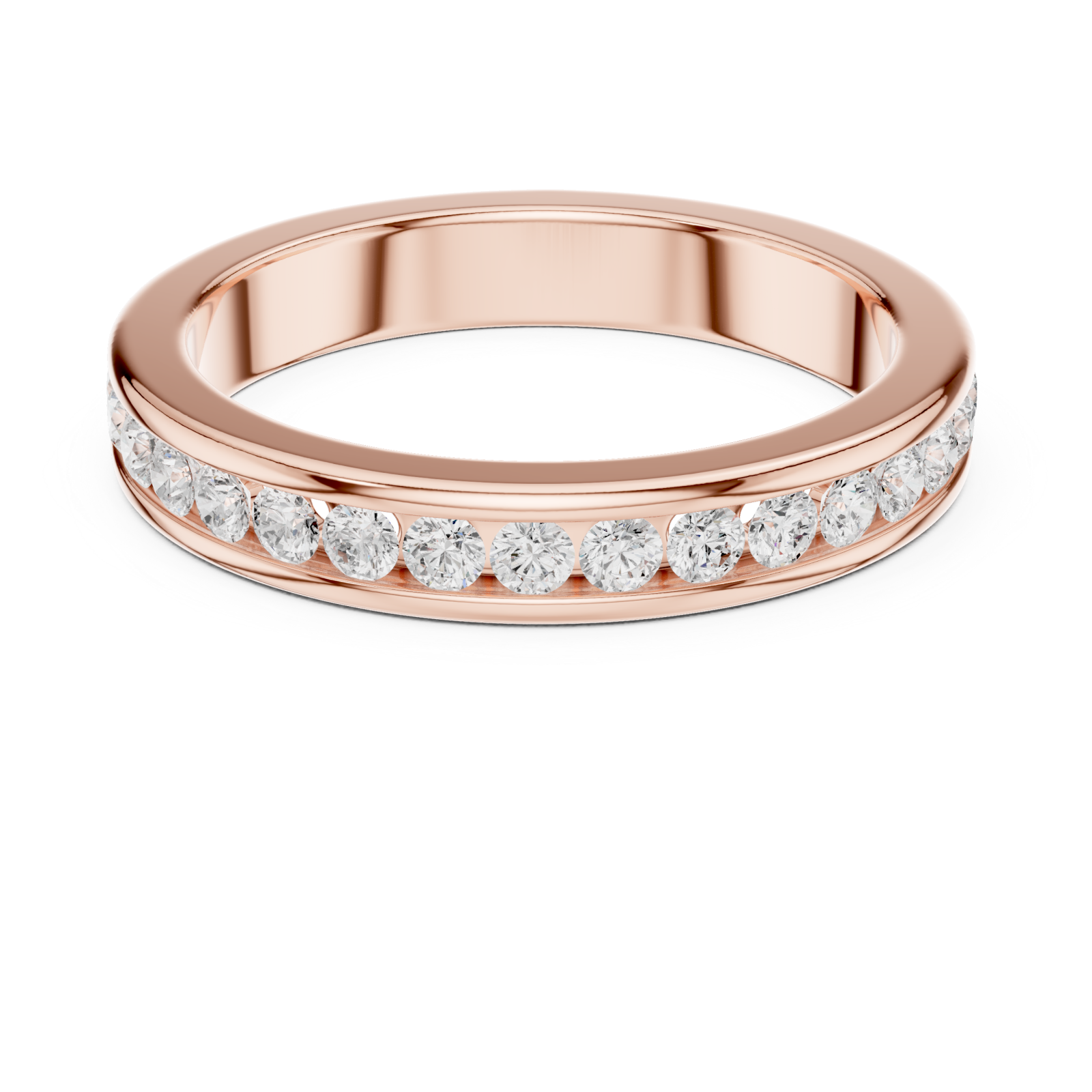  Rose Gold Celestial Graceful Channel Set Band Front View