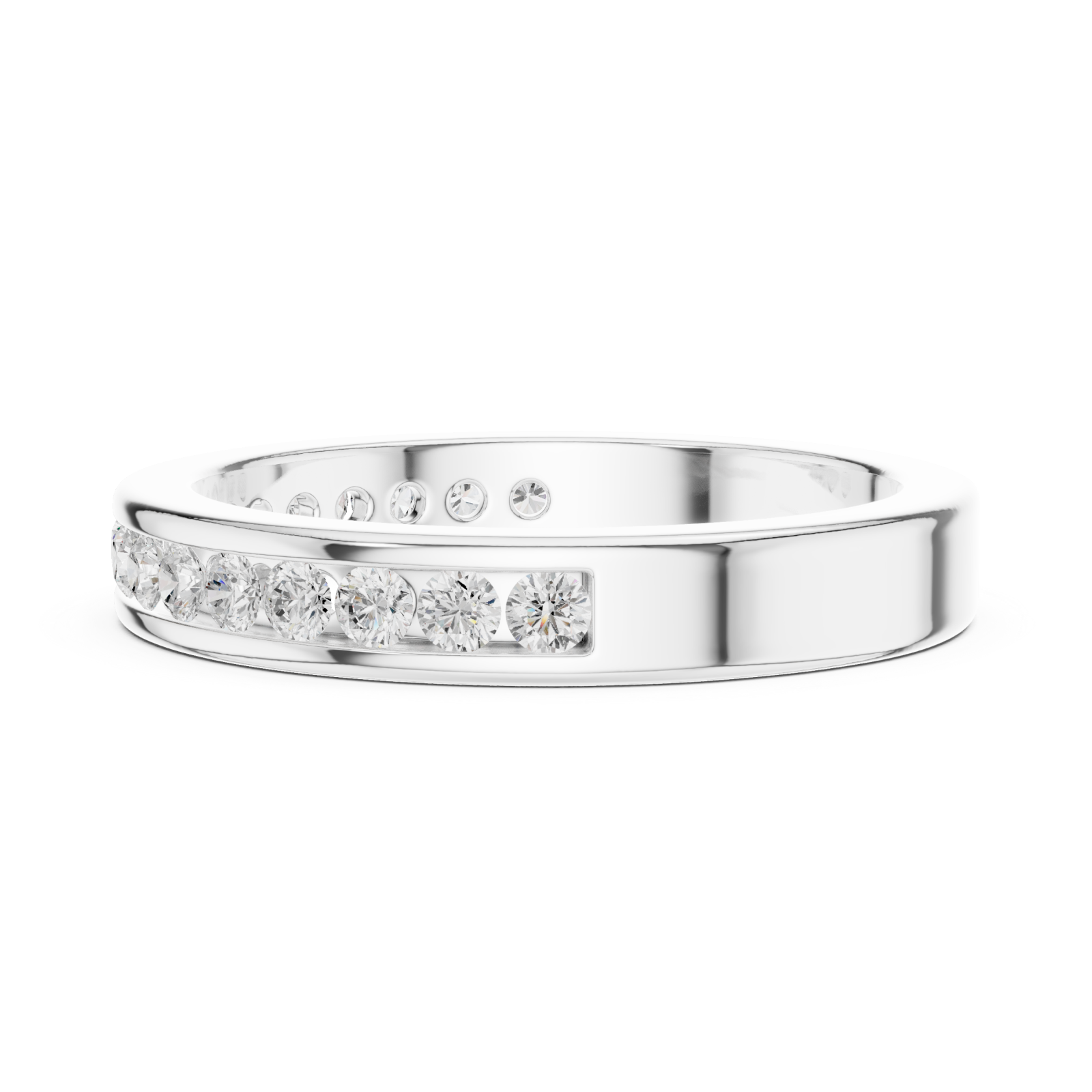  White Gold Celestial Graceful Channel Set Band Side View
