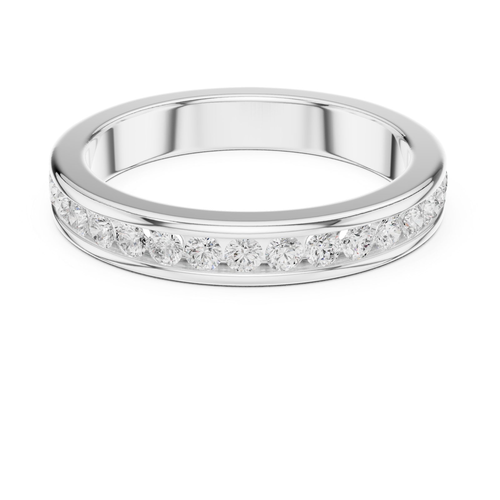 White Gold Celestial Graceful Channel Set Band Front View