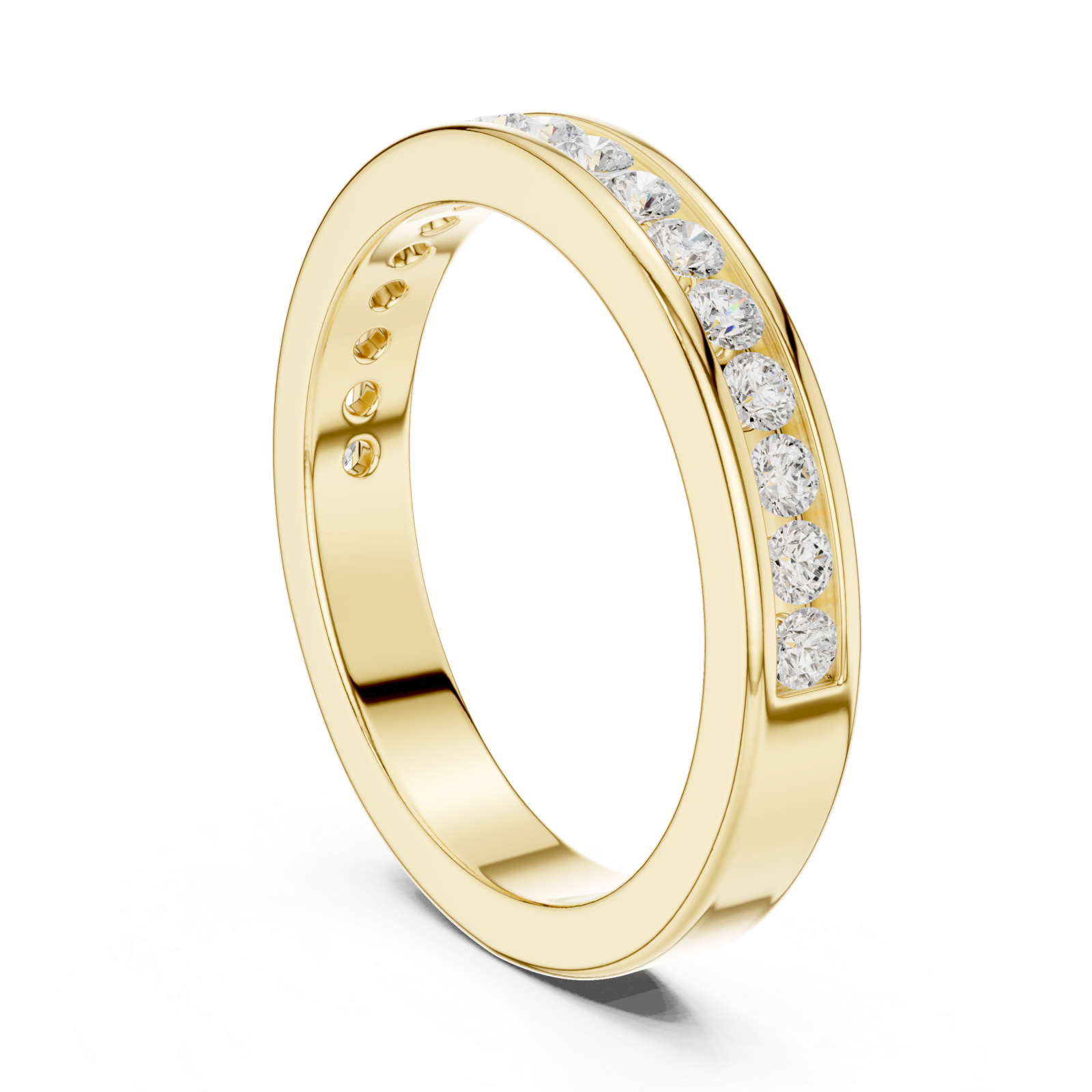  Gold Celestial Graceful Channel Set Band Left View