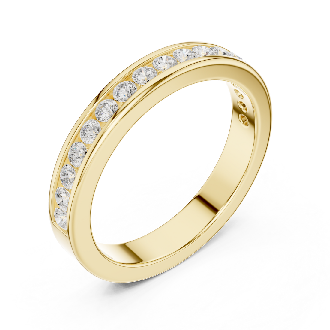 Gold Celestial Graceful Channel Set Band Right View