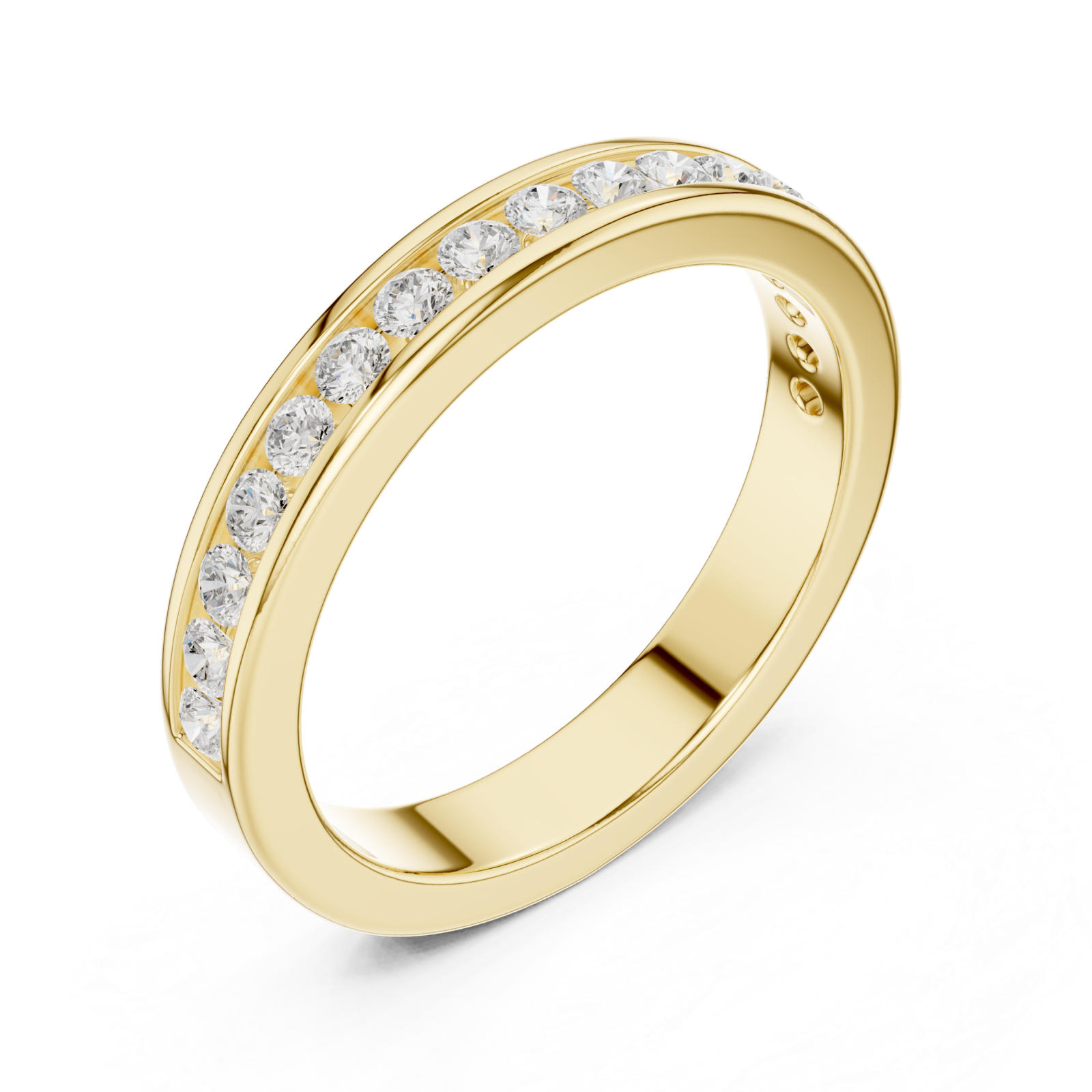 Gold Celestial Graceful Channel Set Band Right View