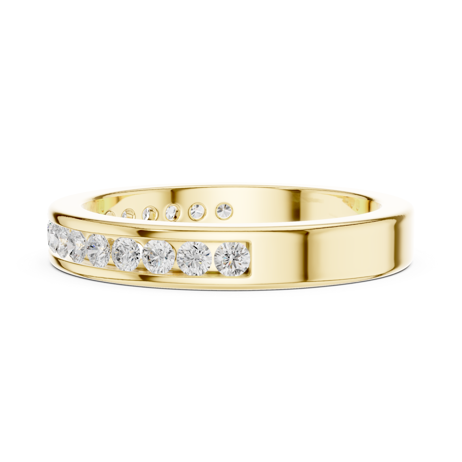 Gold Celestial Graceful Channel Set Band Side View