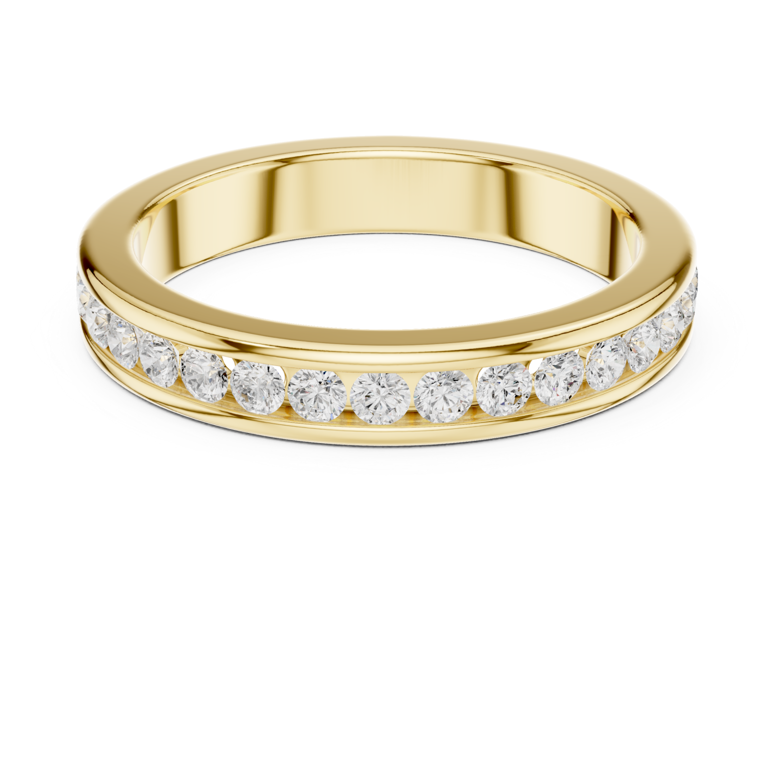  Gold Celestial Graceful Channel Set Band Front View