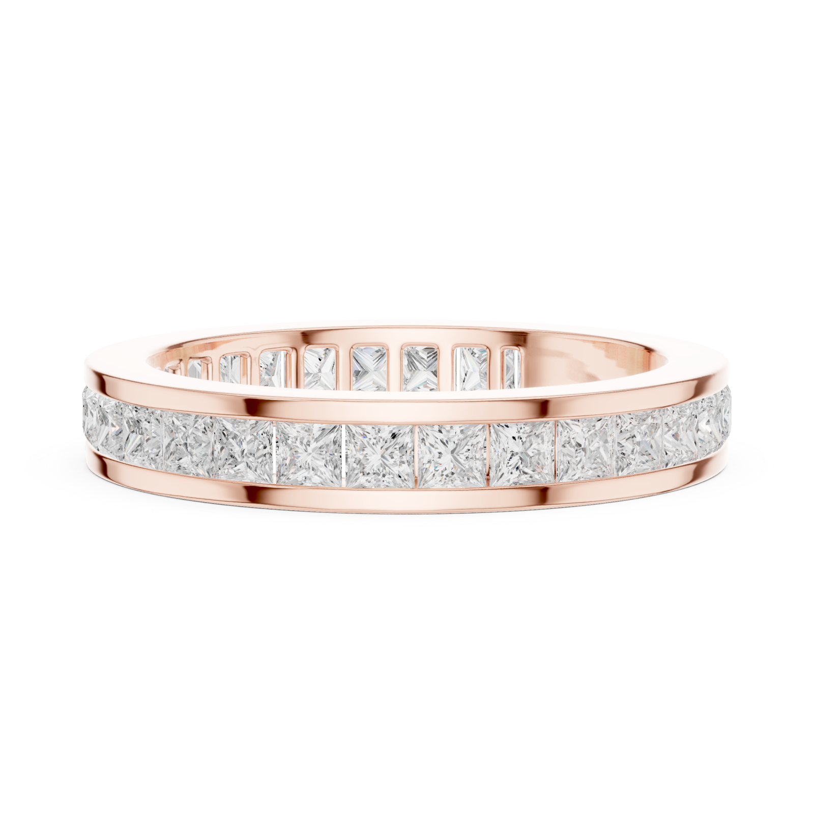  Rose Gold Radiant Promise Eternity Band Ring Side View